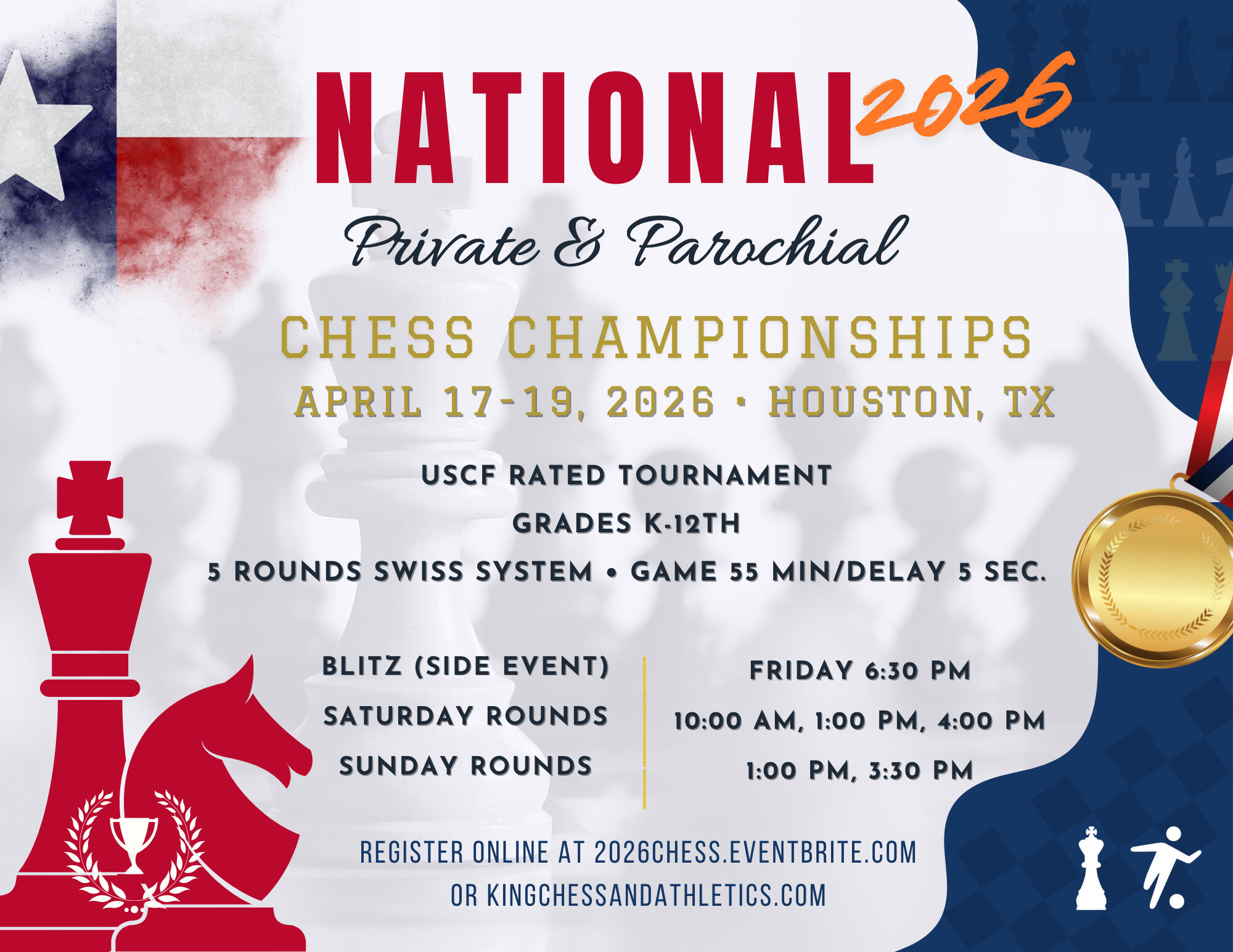 2026 National State Chess Championships February 2026 Scholastic Chess Tournament in Houston, TX!